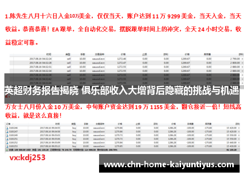 英超财务报告揭晓 俱乐部收入大增背后隐藏的挑战与机遇